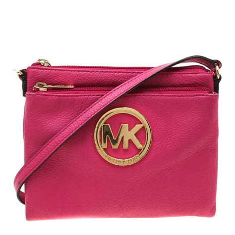 michael kors pink leather flip cover handbag|Michael Kors crossbody pink bag.